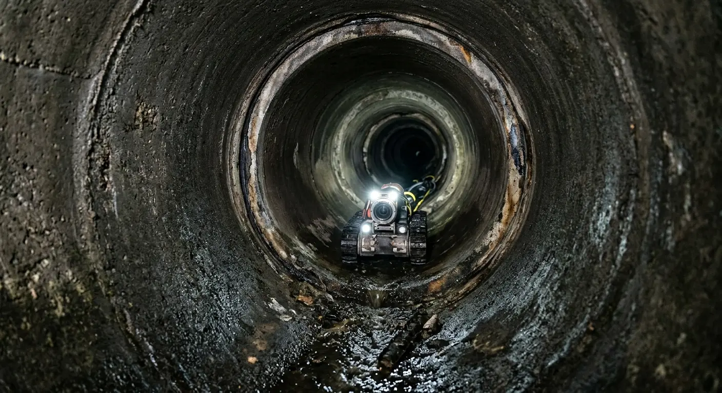 Robotic sewer camera inspecting pipe interior for Sewer Line Repair in Moorpark